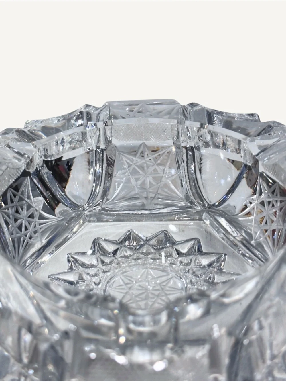 American Brilliant Glass Hobstar Sunburst 6.5” Ashtray Catchall Dish - Picture 4 of 5